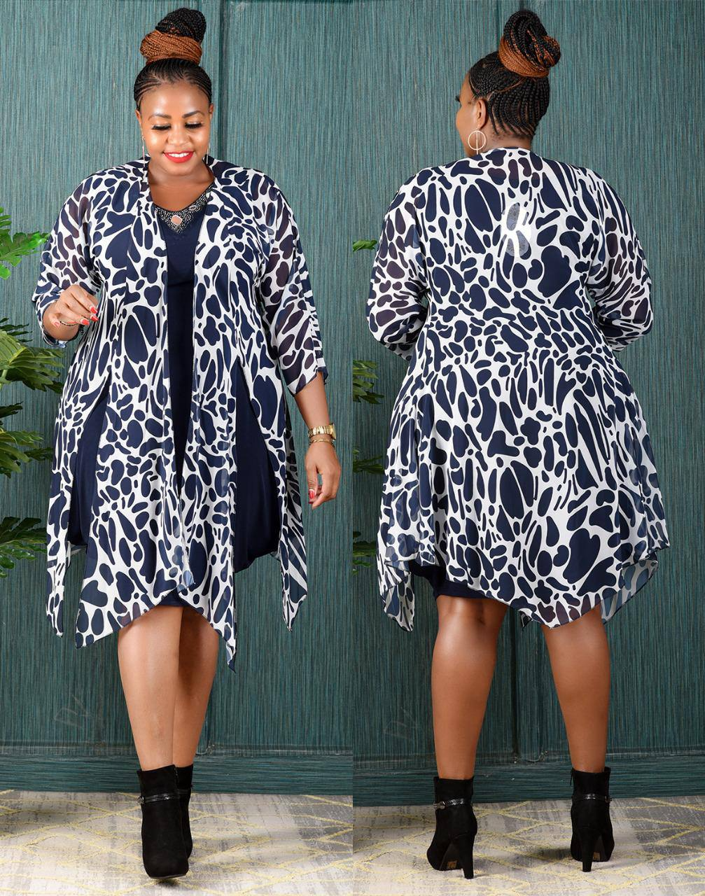 Tiala two pieces suit  (dress & cardigan) for women plus size