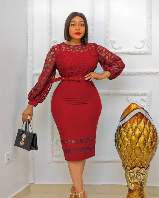 Wine Elegant Plus Size Dresses