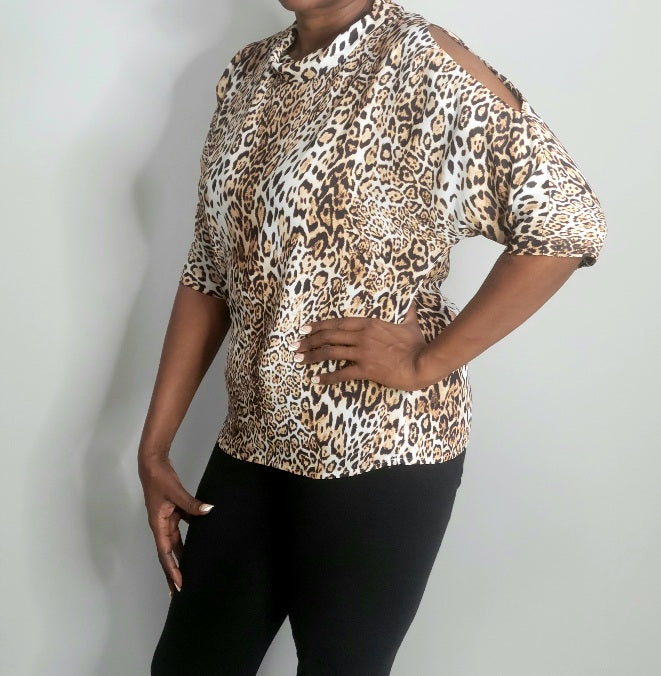 Leopard Womens 3/4 sleeve Blouse