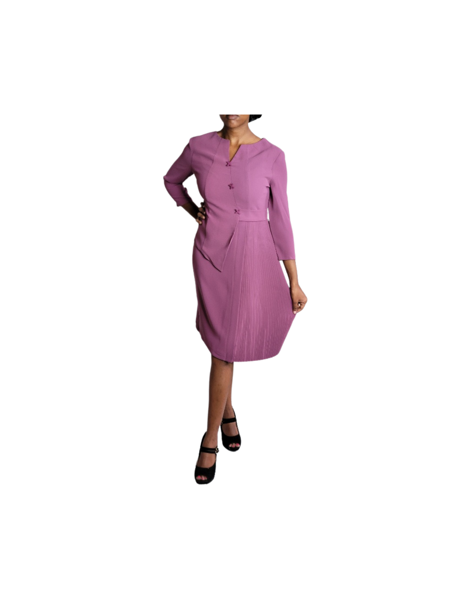 Gel Women Hot Pink/Purple Elegant V-Neck Dress