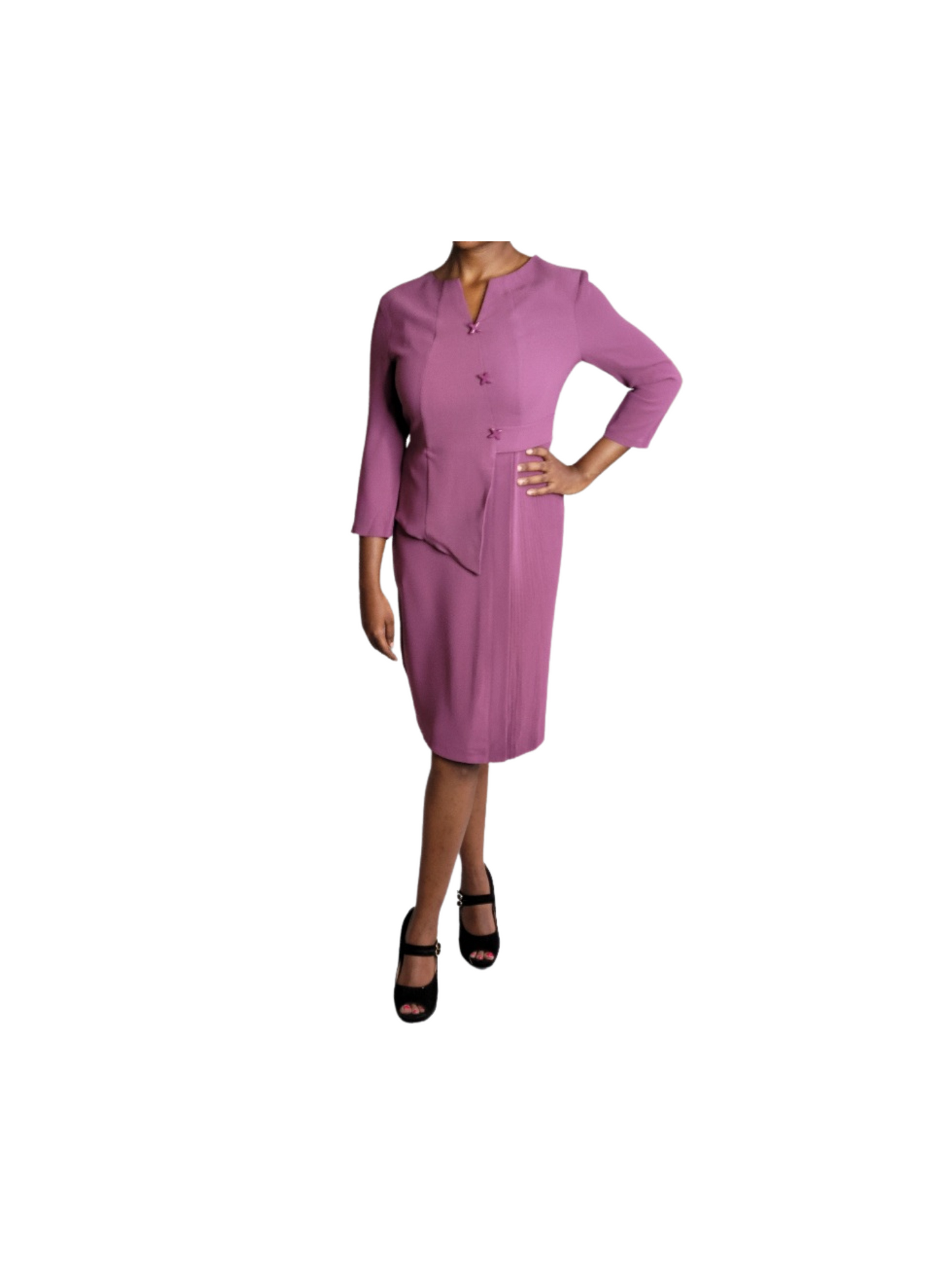 Gel Women Hot Pink/Purple Elegant V-Neck Dress