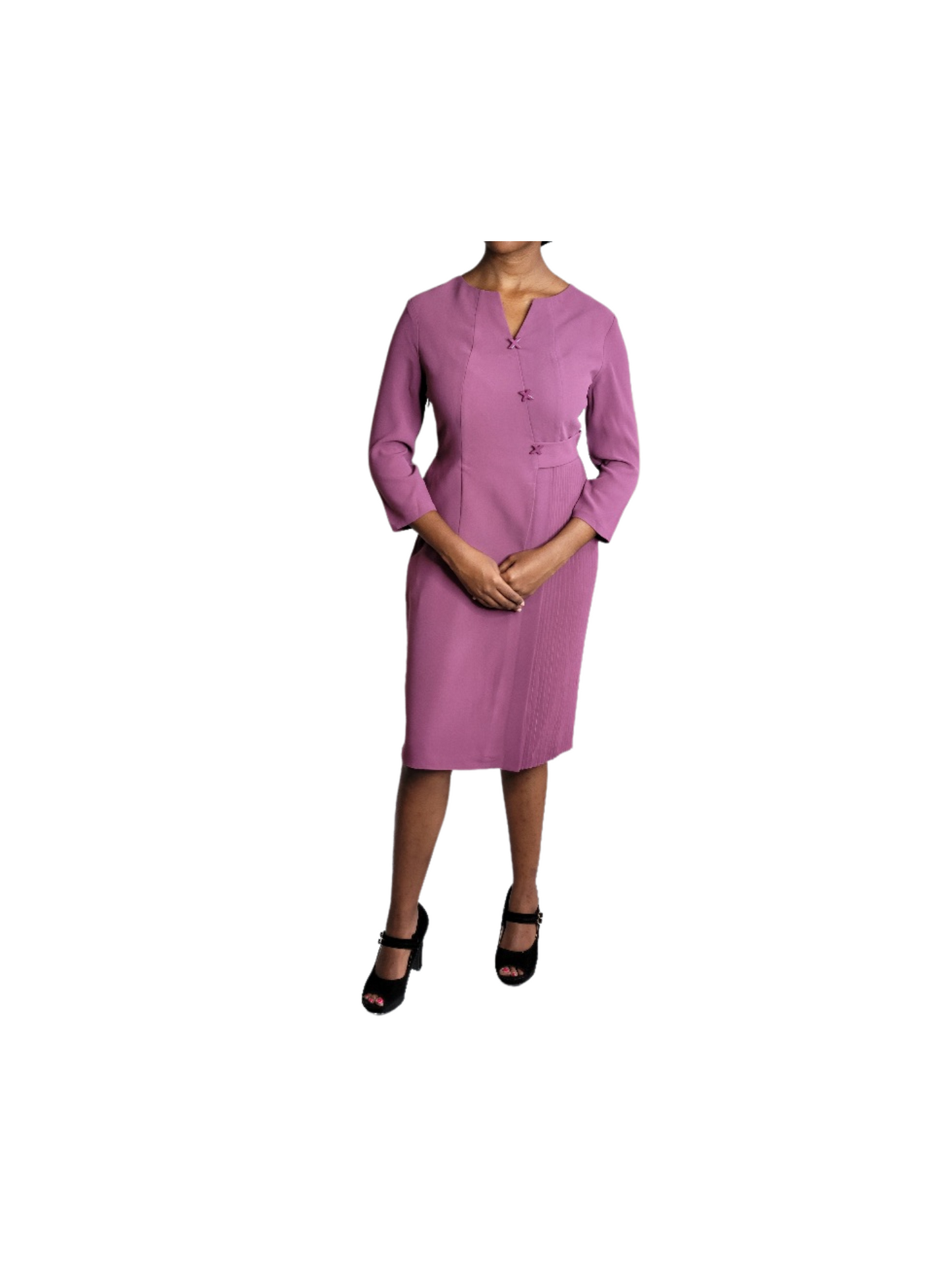 Gel Women Hot Pink/Purple Elegant V-Neck Dress