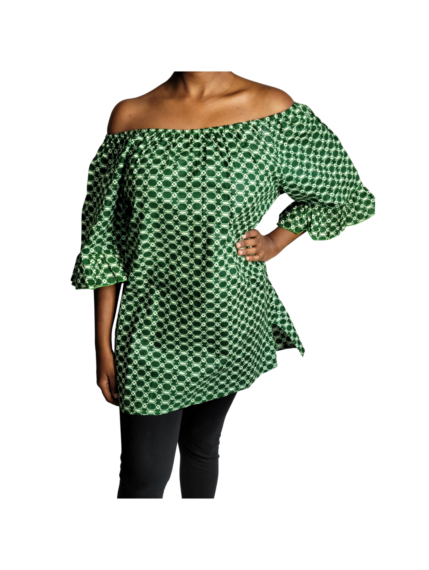 African top for women, shoulder fit with elastic