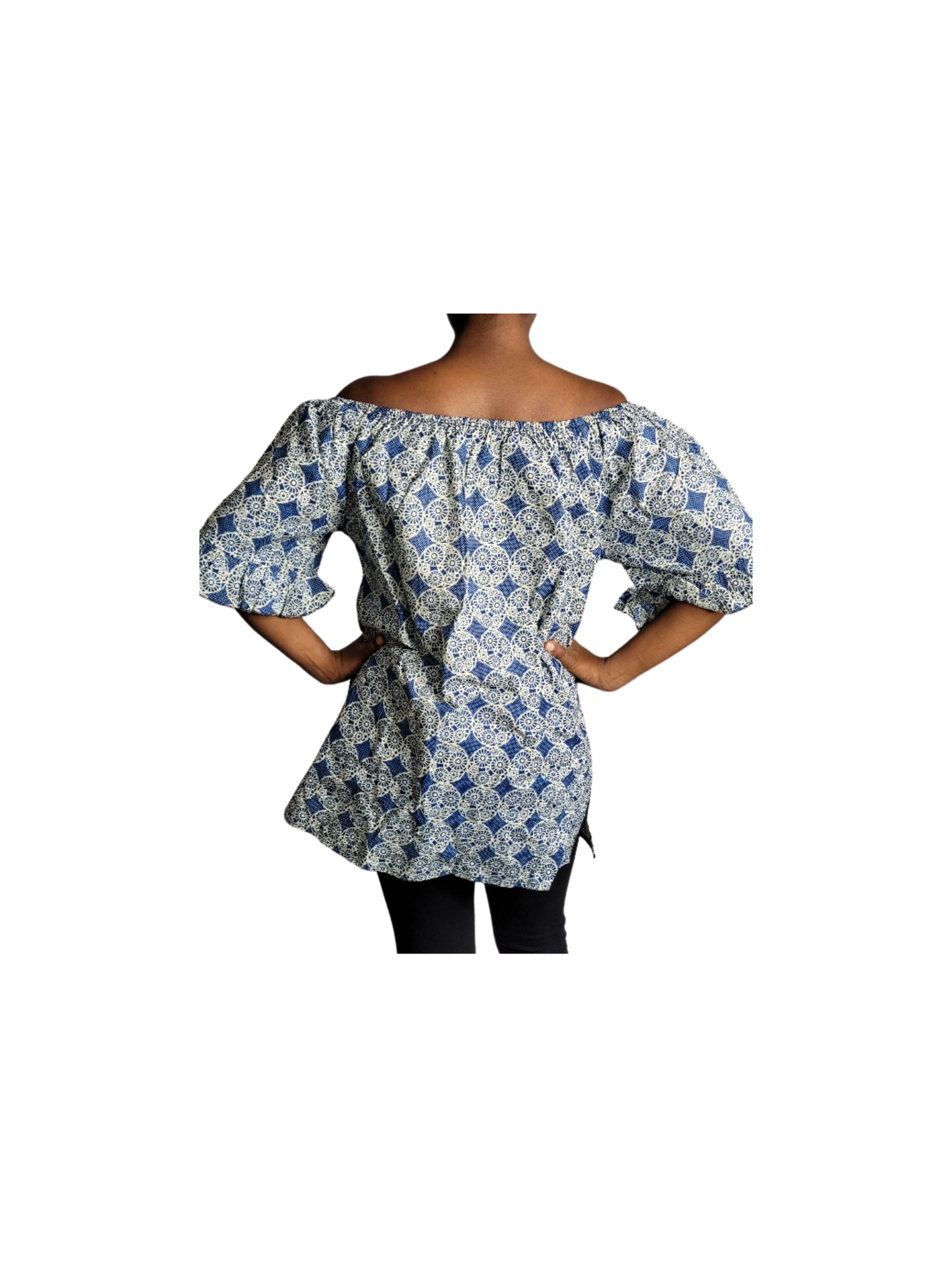 African top for women, shoulder fit with elastic