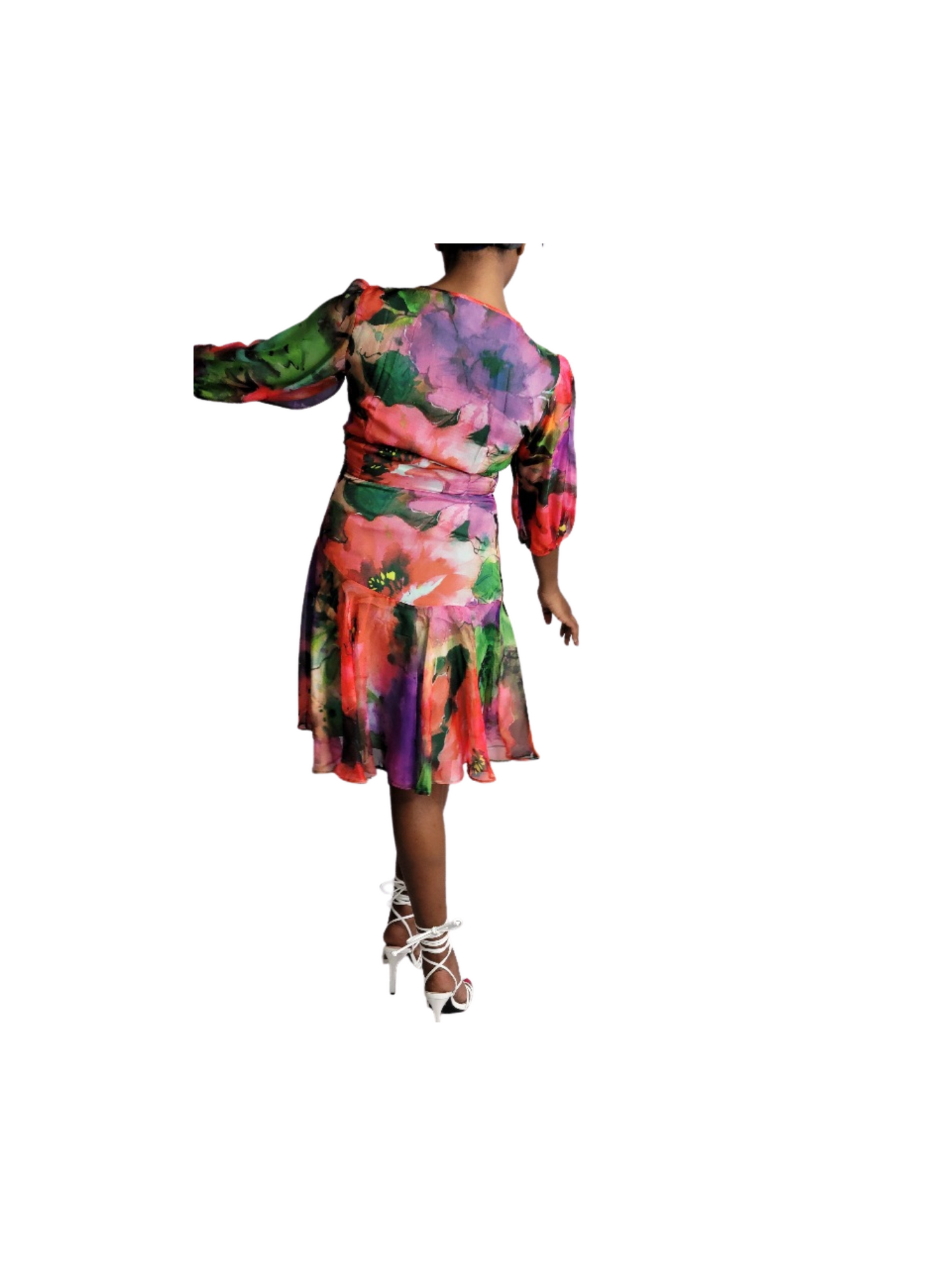 Julie Women V-Neck long sleeved floral dress