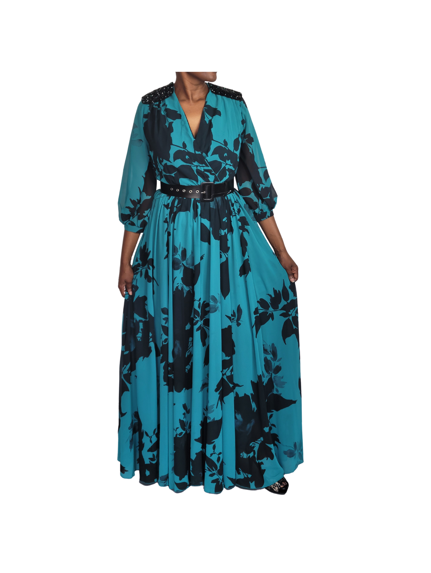 Rembo Maxi Dress with a V-Neck shape