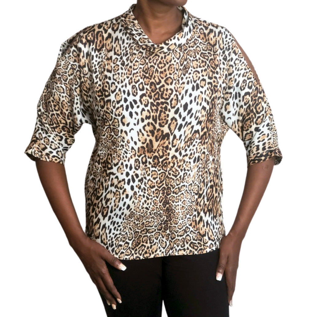 Leopard Womens 3/4 sleeve Blouse